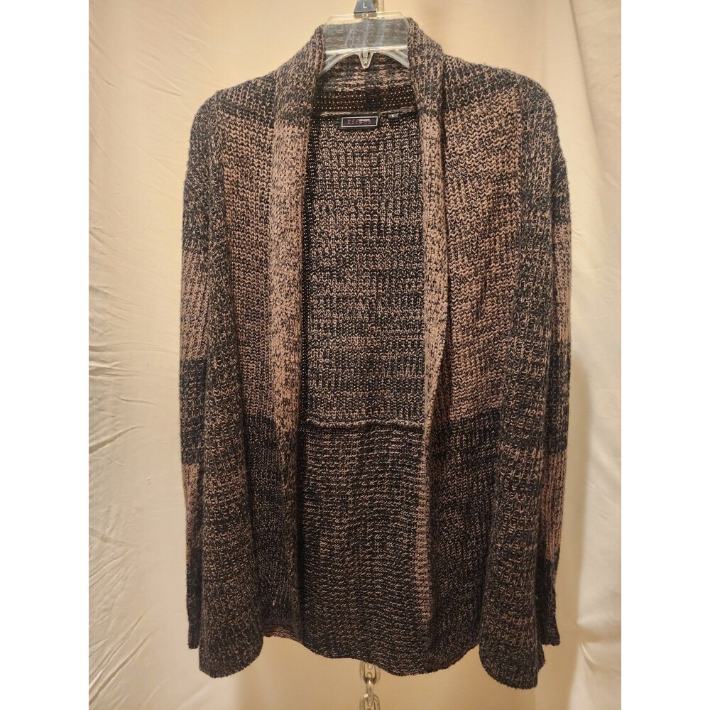 Effeci Long Cardigan Brown Knit Acrylic Sweater Women Size L
